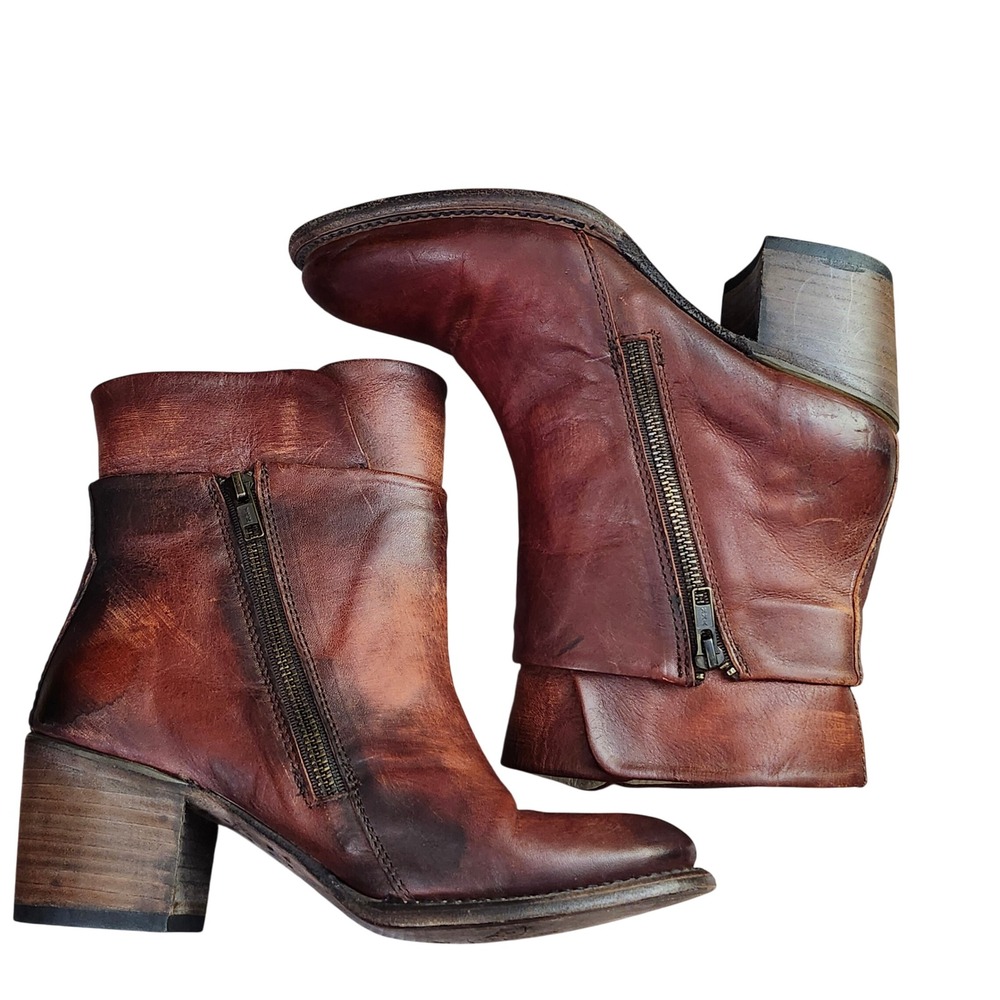 Freebird by Steven Clip Cognac Leather Ankle Boots FB-CLIP Mens 8 Western Zipper - Picture 3 of 14